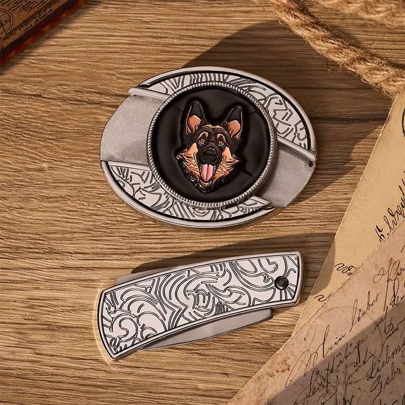 Ceinture en cuir avec boucle de couteau pliant dissimulé pour berger allemand - image 9