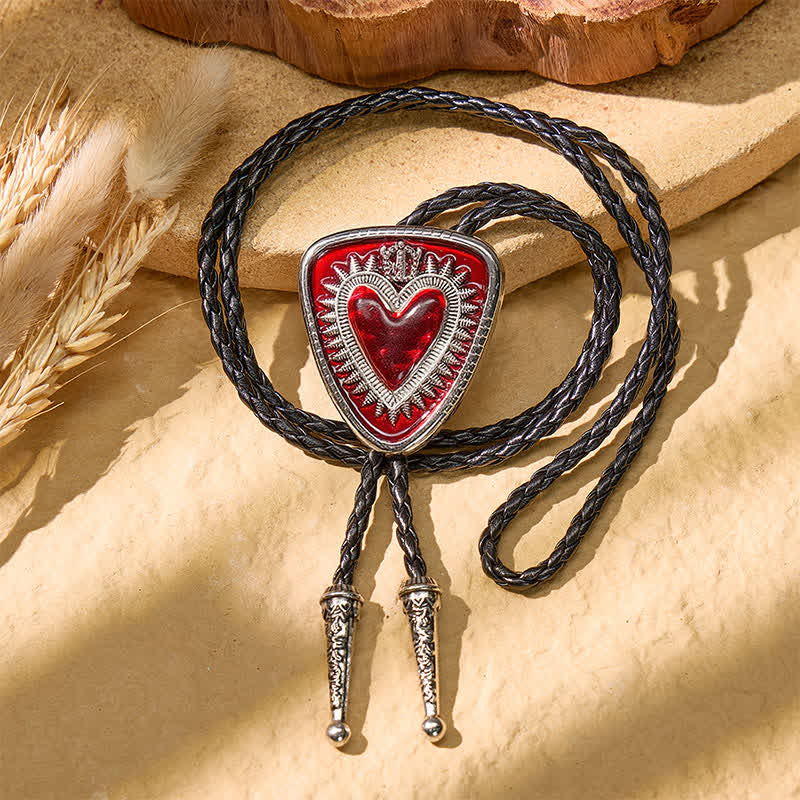 Cravate bolo vintage en forme de bouclier avec couronne du Sacré-Cœur - image 2