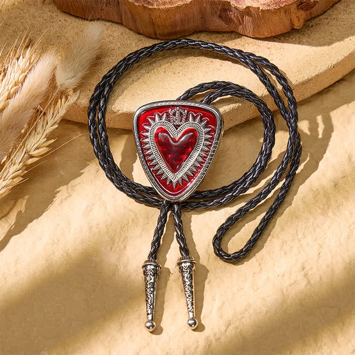 Cravate bolo vintage en forme de bouclier avec couronne du Sacré-Cœur - image 2