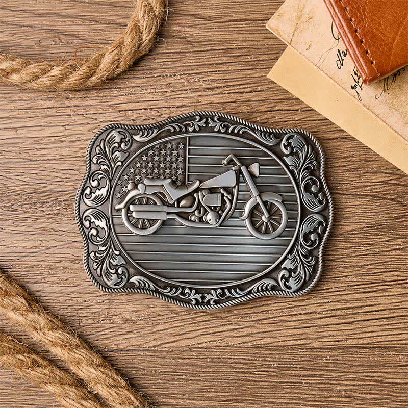 Ceinture en cuir à boucle patriotique de motard à faire soi-même avec drapeau américain - image 1