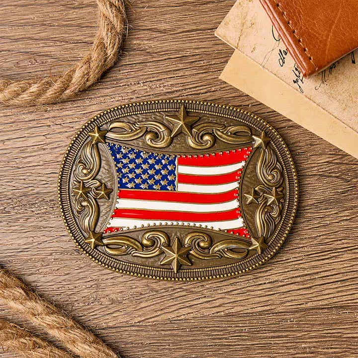Ceinture en cuir à boucle personnalisée avec drapeau américain émaillé patriotique - image 1