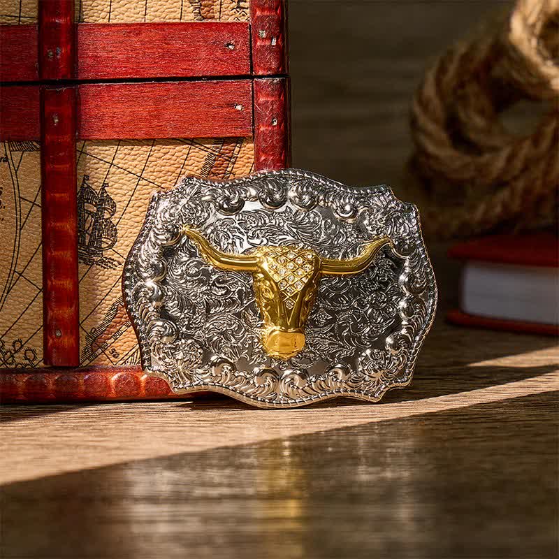 Ceinture en cuir à boucle DIY style western Longhorn Legacy Shiny Longhorn Legacy - Or - Sans ceinture - Ceinture non incluse - image 0