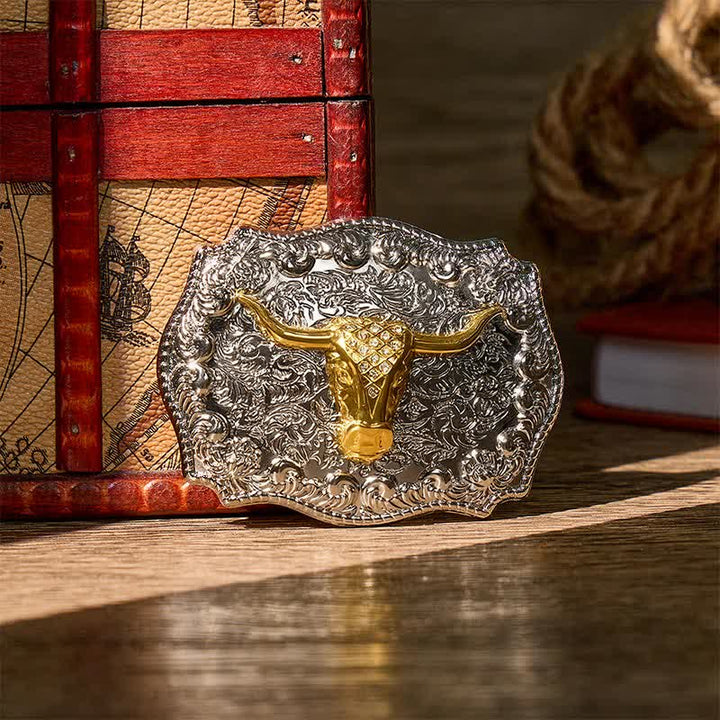 Ceinture en cuir à boucle DIY style western Longhorn Legacy Shiny Longhorn Legacy - Or - Sans ceinture - Ceinture non incluse - image 0