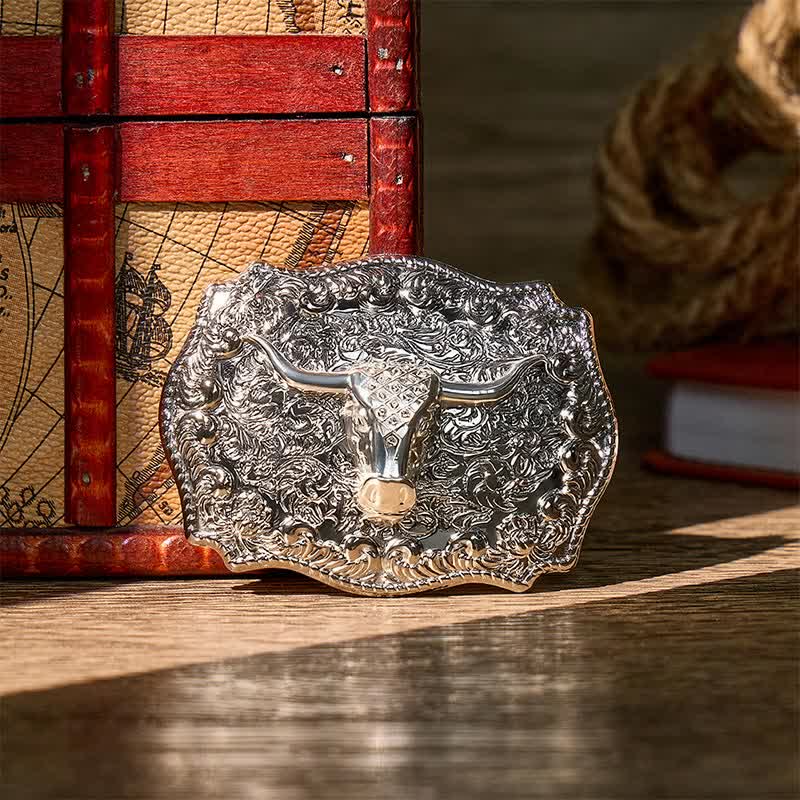 Ceinture en cuir à boucle DIY style western Longhorn Legacy Shiny Longhorn Legacy - Argent - Sans ceinture - Ceinture non incluse - image 9