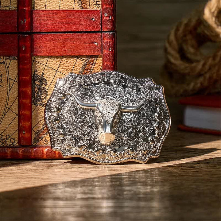 Ceinture en cuir à boucle DIY style western Longhorn Legacy Shiny Longhorn Legacy - Argent - Sans ceinture - Ceinture non incluse - image 9