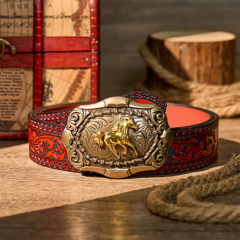 Ceinture en cuir à boucle DIY style cowboy/rodéo Born To Run - Bronze - Ceinture sculptée marron - 42 - image 6