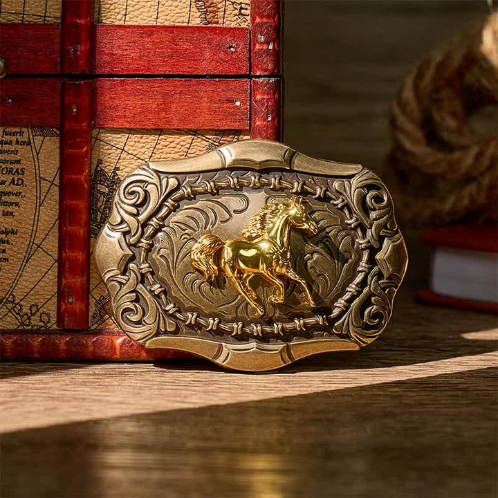 Ceinture en cuir à boucle DIY style cowboy/rodéo Born To Run - Bronze - Sans ceinture - Ceinture non incluse - image 0