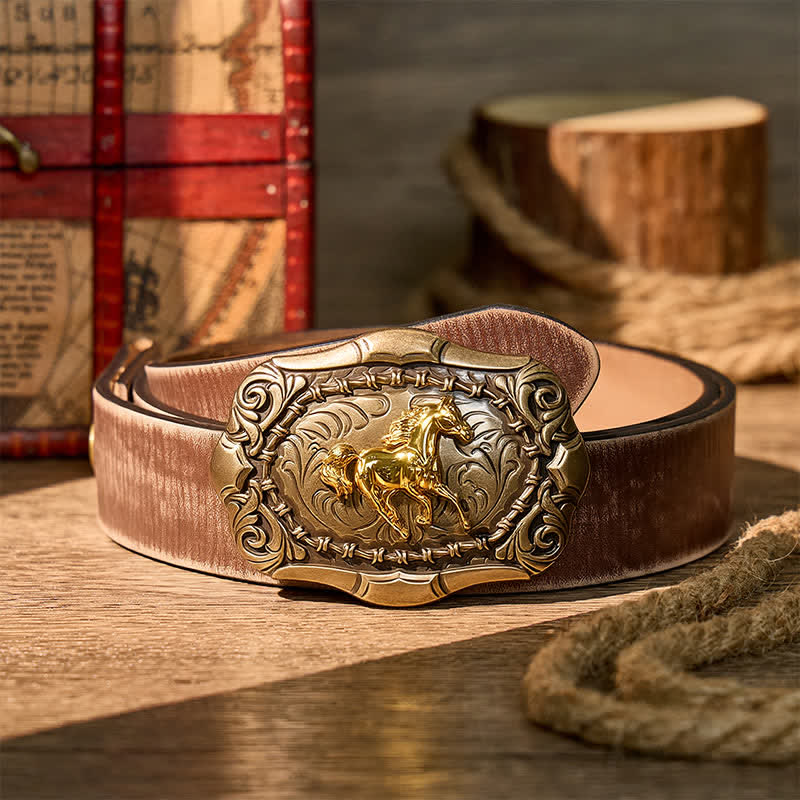 Ceinture en cuir à boucle DIY style cowboy/rodéo Born To Run - Bronze - Ceinture marron vieillie - 42 - image 5