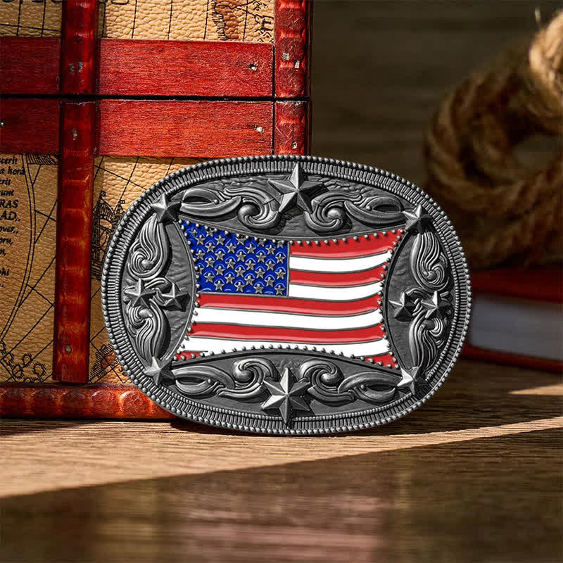 Ceinture en cuir à boucle personnalisée avec drapeau américain émaillé patriotique - Argent - Sans ceinture - Ceinture non incluse - image 9