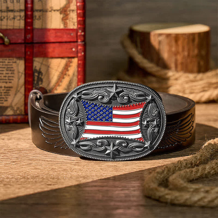 Ceinture en cuir à boucle personnalisée avec drapeau américain émaillé patriotique - Argent - Ceinture noire à motif aigle en relief - 42 - image 10