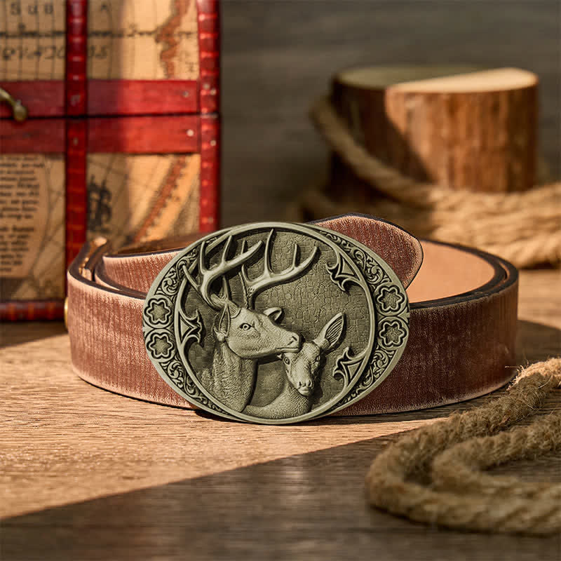 Ceinture en cuir Majestic Love Stag And Doe à boucle DIY - Bronze - Ceinture marron vieillie - 42 - image 13