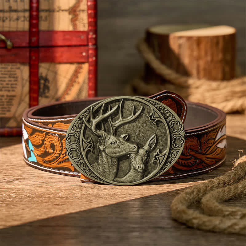 Ceinture en cuir Majestic Love Stag And Doe à boucle DIY - Bronze - Ceinture de plumes brunes - 40 - image 15