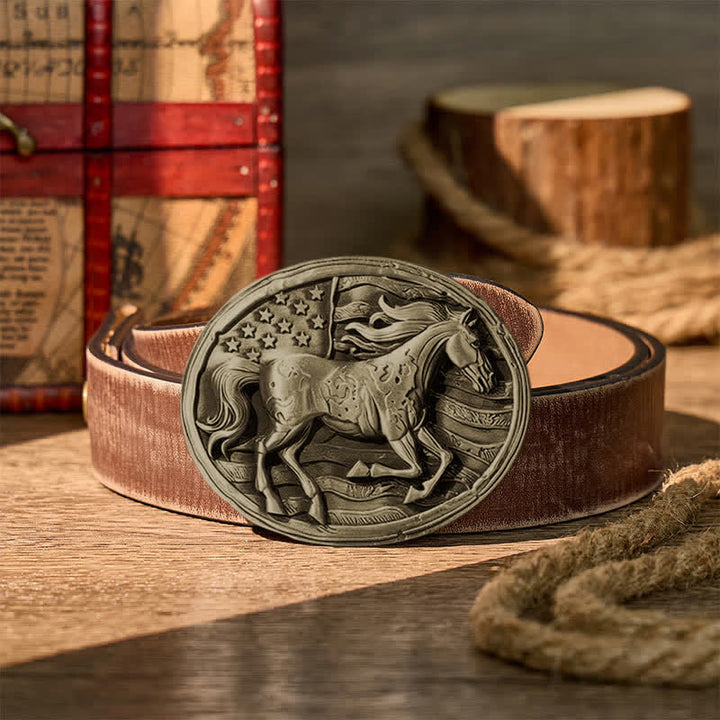 Ceinture en cuir Freedom Gallop, motif drapeau américain patriotique, boucle à faire soi-même - Bronze - Ceinture marron vieillie - 42 - image 13