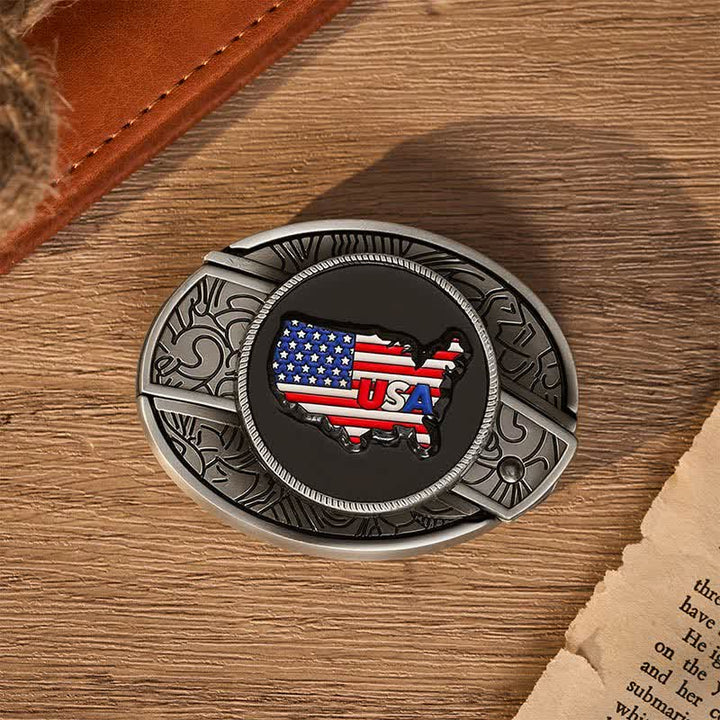 Ceinture en cuir avec boucle de couteau pliant dissimulé, motif drapeau et carte des États-Unis, fierté américaine - image 10