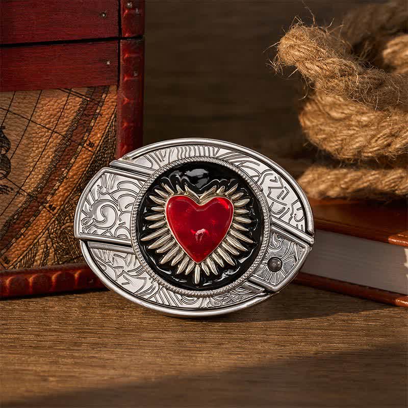 Ceinture en cuir avec boucle de couteau pliant dissimulé DIY en forme de cœur rouge flamboyant - Sacré-Cœur Rouge - Sans ceinture - Ceinture non incluse - image 0