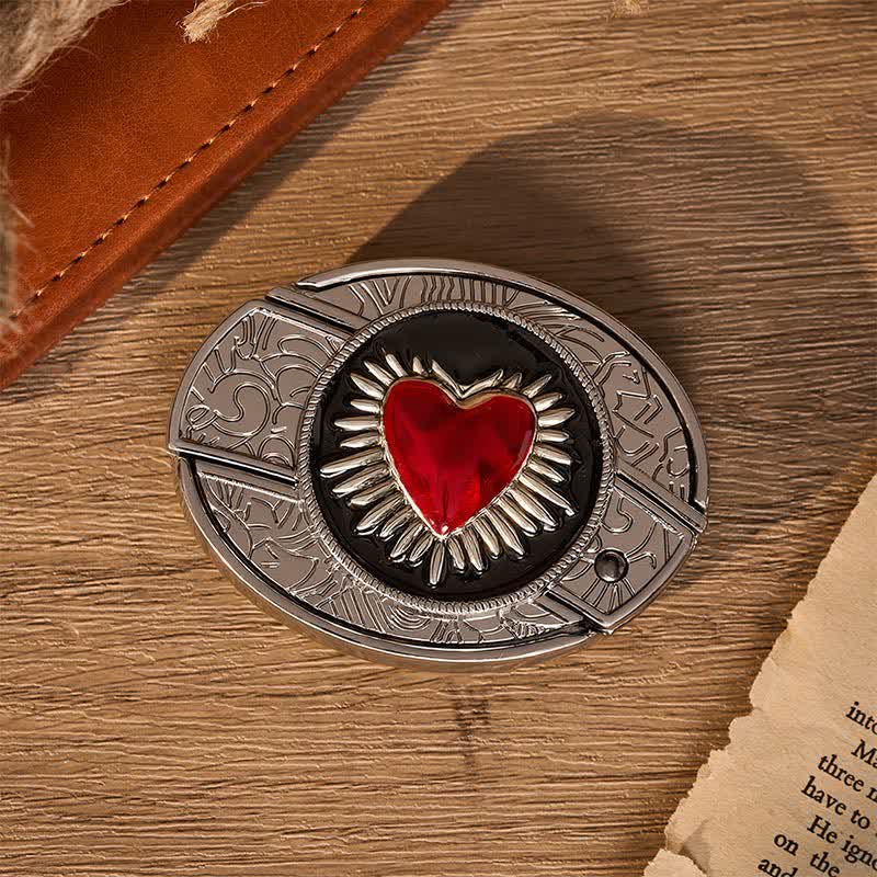 Ceinture en cuir avec boucle de couteau pliant dissimulé DIY en forme de cœur rouge flamboyant - image 9