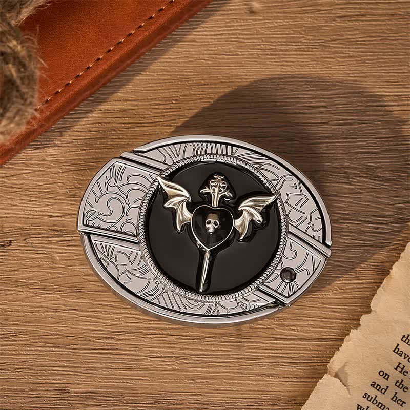 Ceinture en cuir avec boucle de couteau pliant caché à motif de crâne et d'aile de chauve-souris, d'amour sombre et de crâne, à faire soi-même - image 10