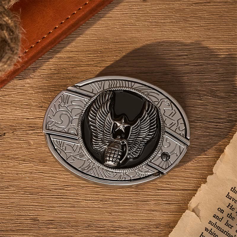 Ceinture en cuir avec boucle de couteau pliant dissimulé, motif grenade étoile ailée à faire soi-même - image 10