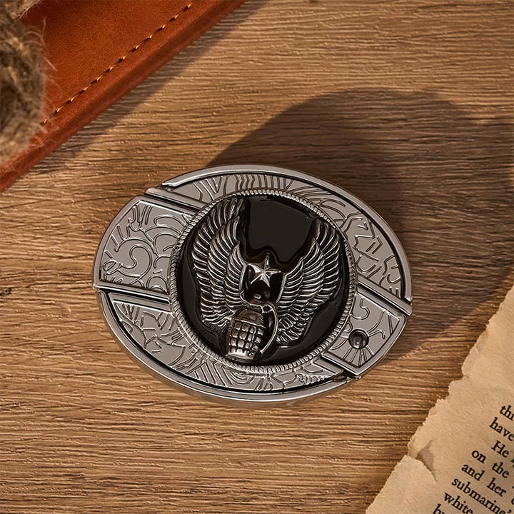 Ceinture en cuir avec boucle de couteau pliant dissimulé, motif grenade étoile ailée à faire soi-même - image 10