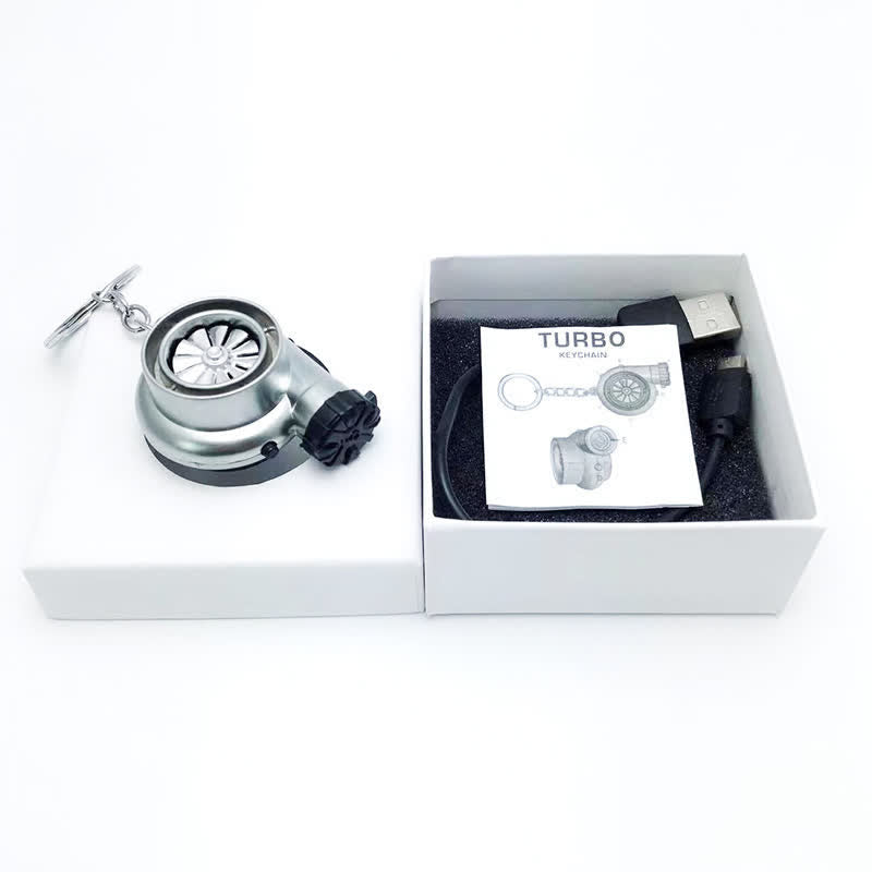 Briquet électrique porte-clés à turbine turbo créative - Argent mat - image 10