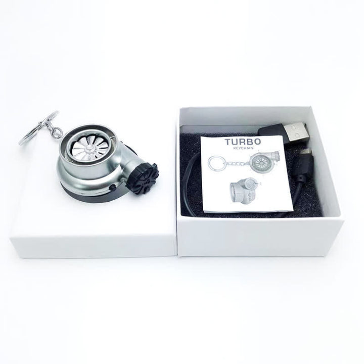Briquet électrique porte-clés à turbine turbo créative - Argent mat - image 10