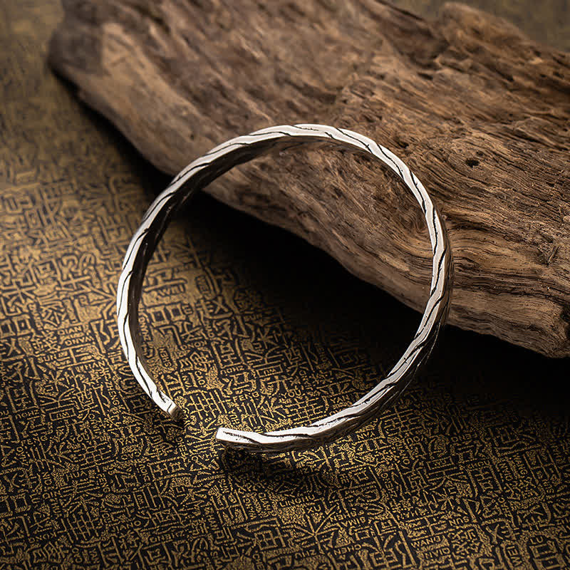 Bracelet manchette ajustable minimaliste rétro tressé en blé - image 3