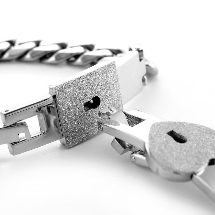 Ensemble de 2 bracelets de couple assortis avec cadenas en forme de cœur et clé - image 3