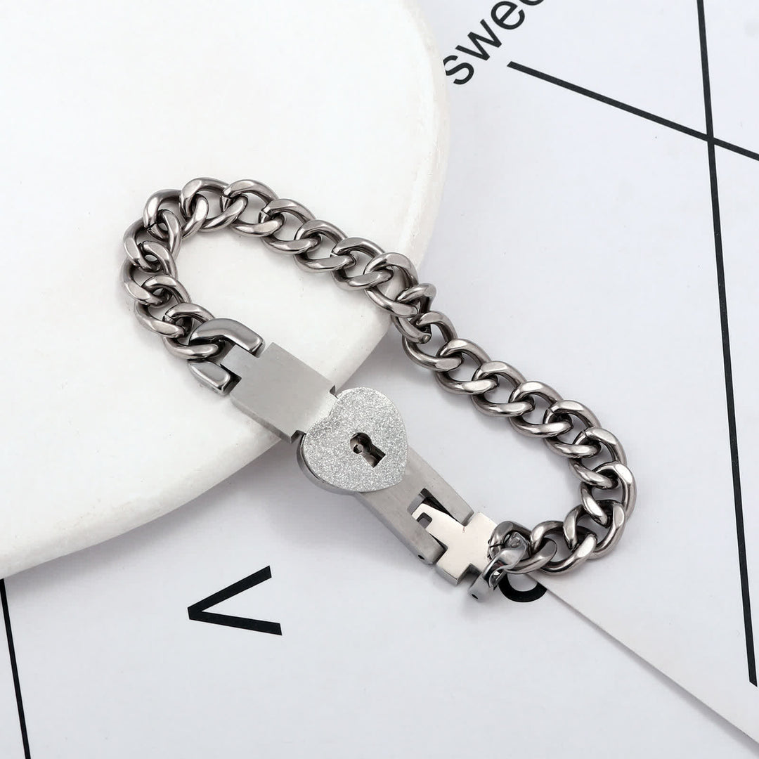 Ensemble de 2 bracelets de couple assortis avec cadenas en forme de cœur et clé - image 10