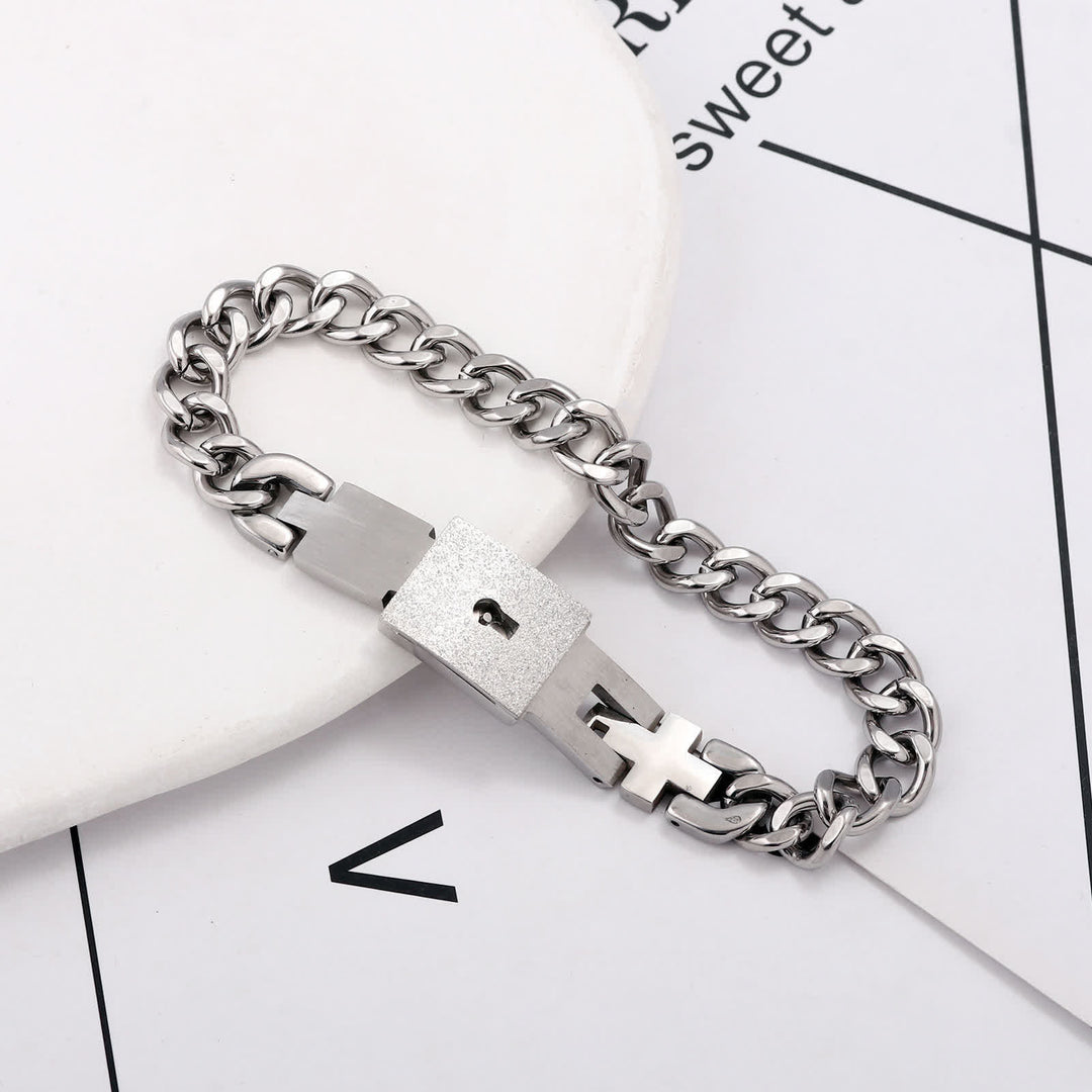 Ensemble de 2 bracelets de couple assortis avec cadenas en forme de cœur et clé - image 9