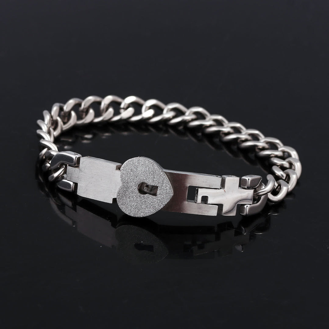 Ensemble de 2 bracelets de couple assortis avec cadenas en forme de cœur et clé - image 6