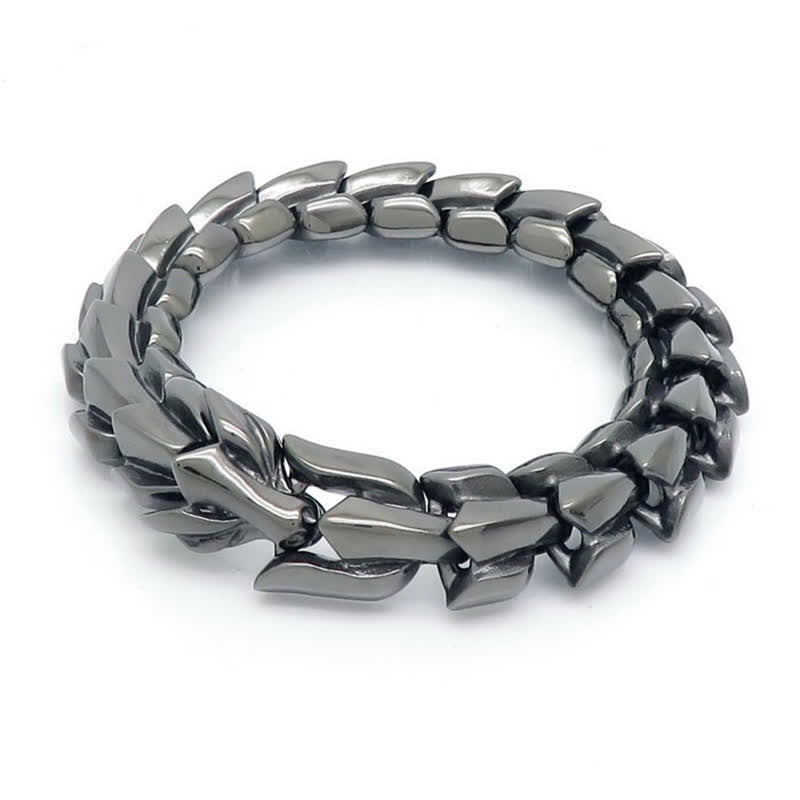 Bracelet cubain épais style punk pour homme, à écailles de dragon - Gris - 8,66" / 22 cm - image 6