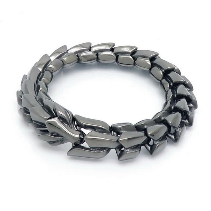 Bracelet cubain épais style punk pour homme, à écailles de dragon - Gris - 8,66" / 22 cm - image 6