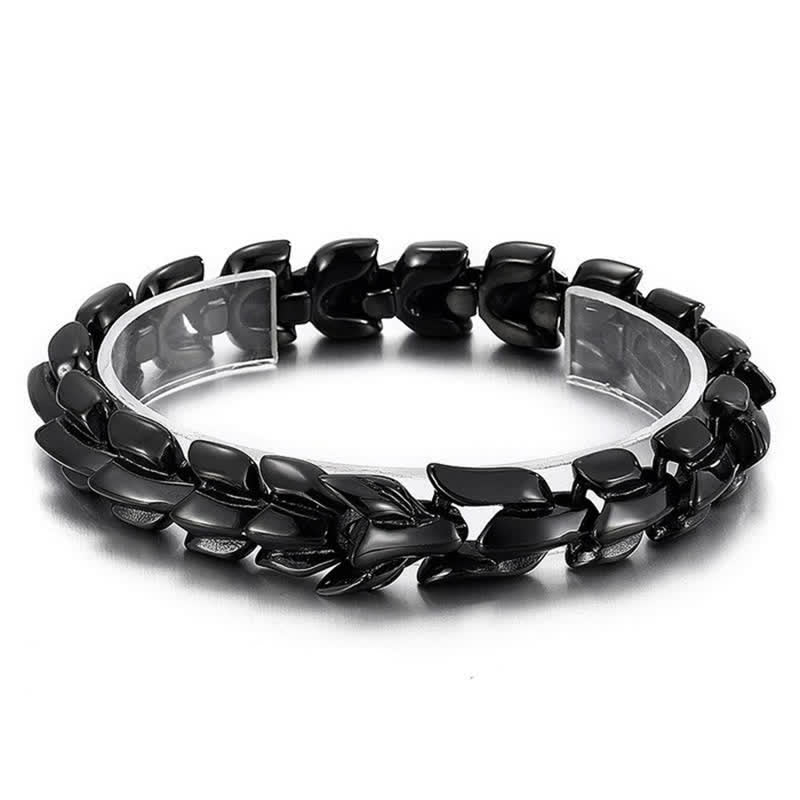 Bracelet cubain épais style punk pour homme, à écailles de dragon - Noir - 8,66" / 22 cm - image 5