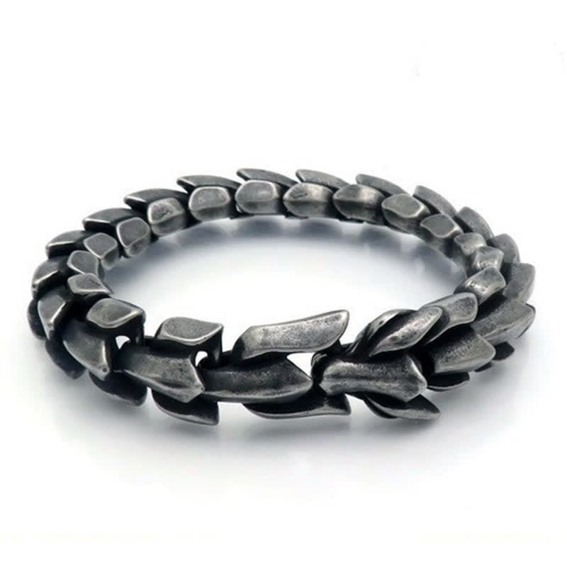 Bracelet cubain épais style punk pour homme, à écailles de dragon - Noir oxydé - 9,06" / 23 cm - image 3