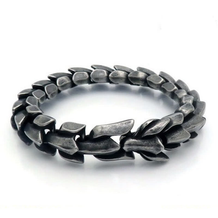 Bracelet cubain épais style punk pour homme, à écailles de dragon - Noir oxydé - 9,06" / 23 cm - image 3
