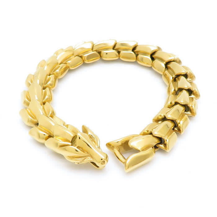 Bracelet cubain épais style punk pour homme, à écailles de dragon - Or - 9,06" / 23 cm - image 4