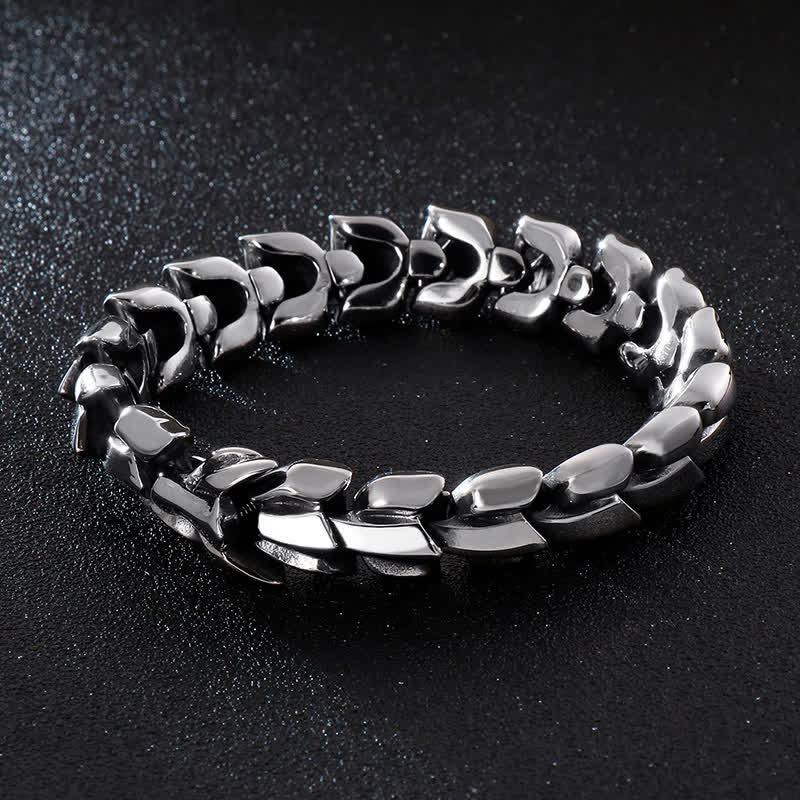 Bracelet cubain épais style punk pour homme, à écailles de dragon - Argent - 9,45" / 24 cm - image 0