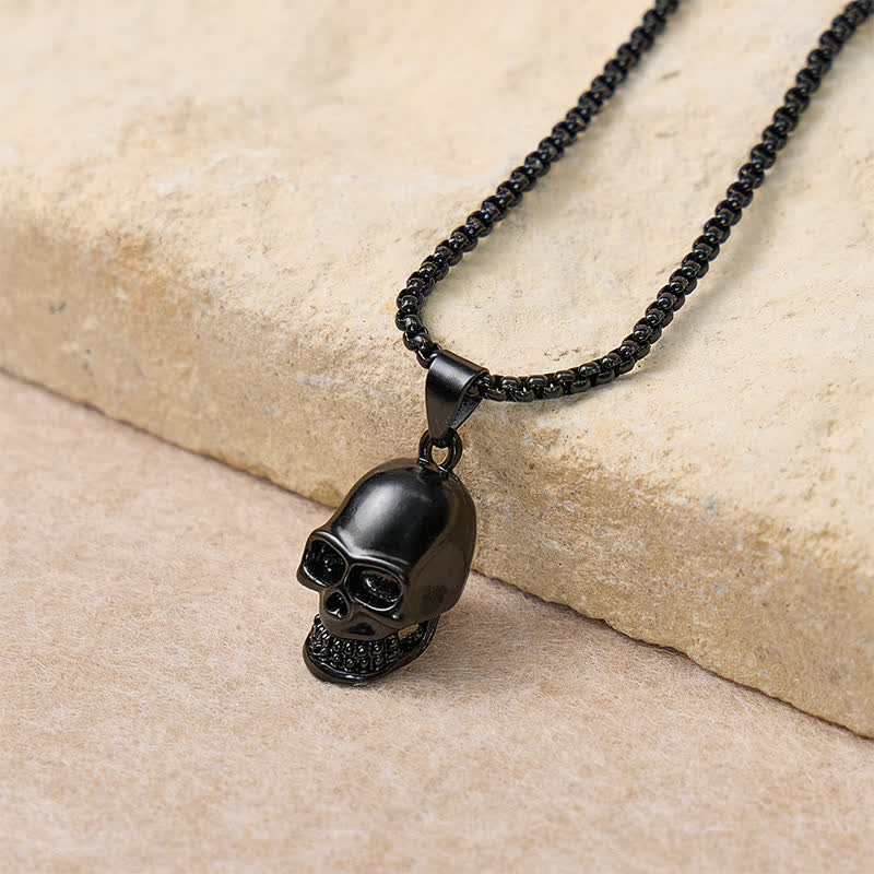 Ensemble collier et bracelet cubain noirs à motif tête de mort (2 pièces) pour homme - image 3