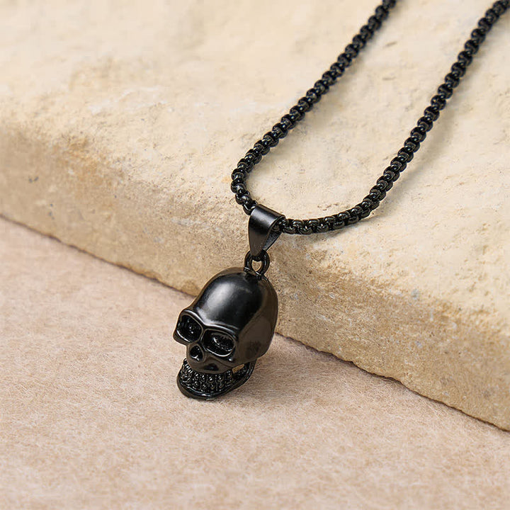 Ensemble collier et bracelet cubain noirs à motif tête de mort (2 pièces) pour homme - image 3