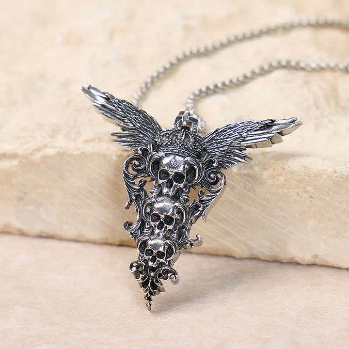Collier gothique baroque à trois têtes de mort d'ange déchu - image 3