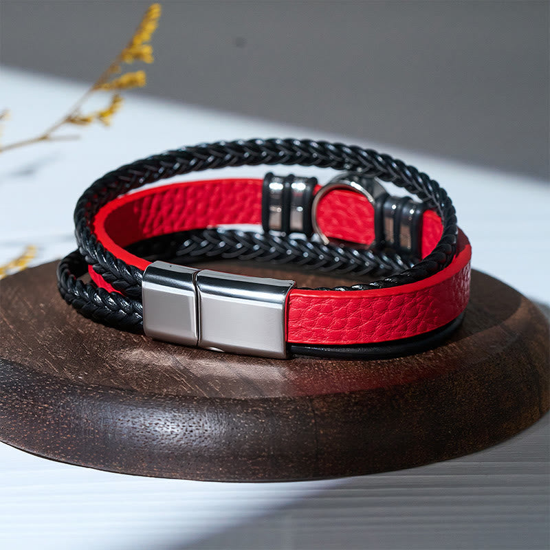 Bracelet magnétique Arbre de Vie en cuir noir tressé style western - image 7