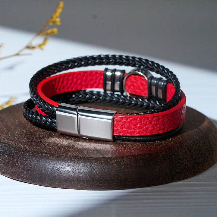 Bracelet magnétique Arbre de Vie en cuir noir tressé style western - image 7