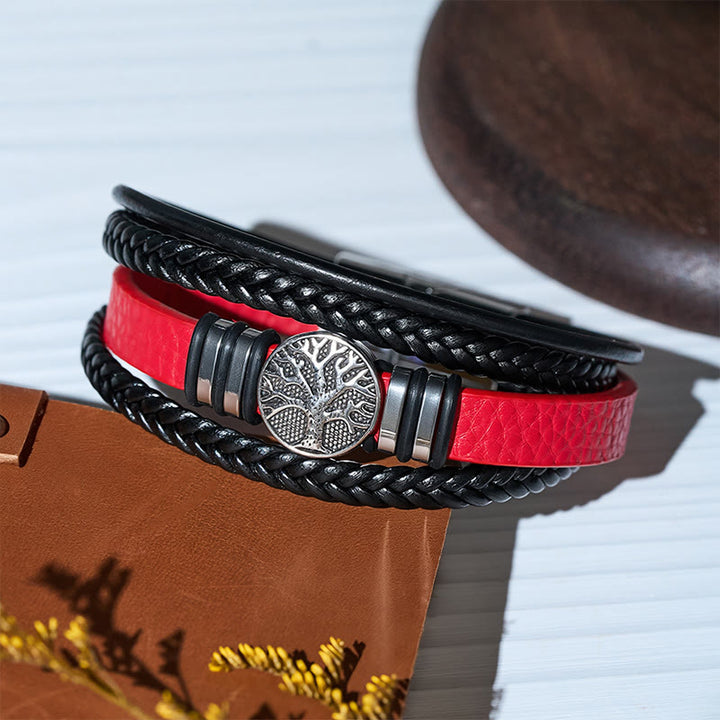 Bracelet magnétique Arbre de Vie en cuir noir tressé style western - image 8