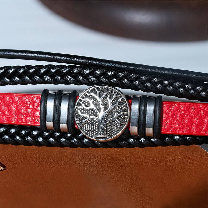 Bracelet magnétique Arbre de Vie en cuir noir tressé style western - image 9