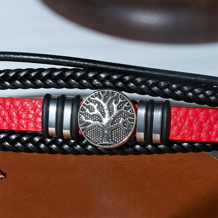 Bracelet magnétique Arbre de Vie en cuir noir tressé style western - image 9
