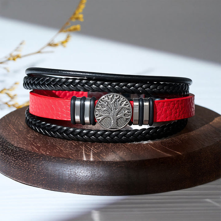 Bracelet magnétique Arbre de Vie en cuir noir tressé style western - image 6
