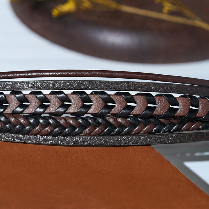 Bracelet multicouche en cuir tressé plat style western pour homme, avec fermoir magnétique. - image 9