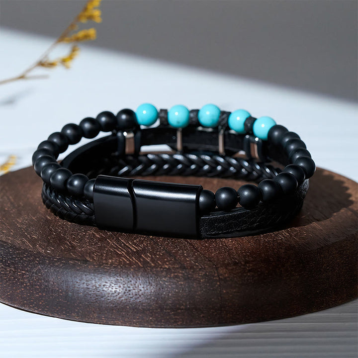 Bracelet magnétique bohème western en cuir avec plume et pierre précieuse pour homme - image 7