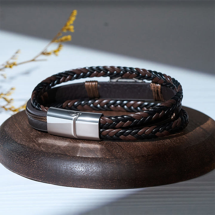 Bracelet pour homme en cuir noir style sud-ouest avec concho turquoise - image 5