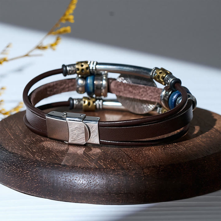 Bracelet en cuir et acier inoxydable multicouche orné de fleurs occidentales et de pierres précieuses - image 14